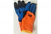Перчатки Зима  утепленные оранжевые  полное облитие ладони синие  №283
