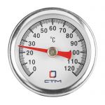 Термометр биметаллический d 40мм, с погружной гильзой, измерение до +120°С СТМ